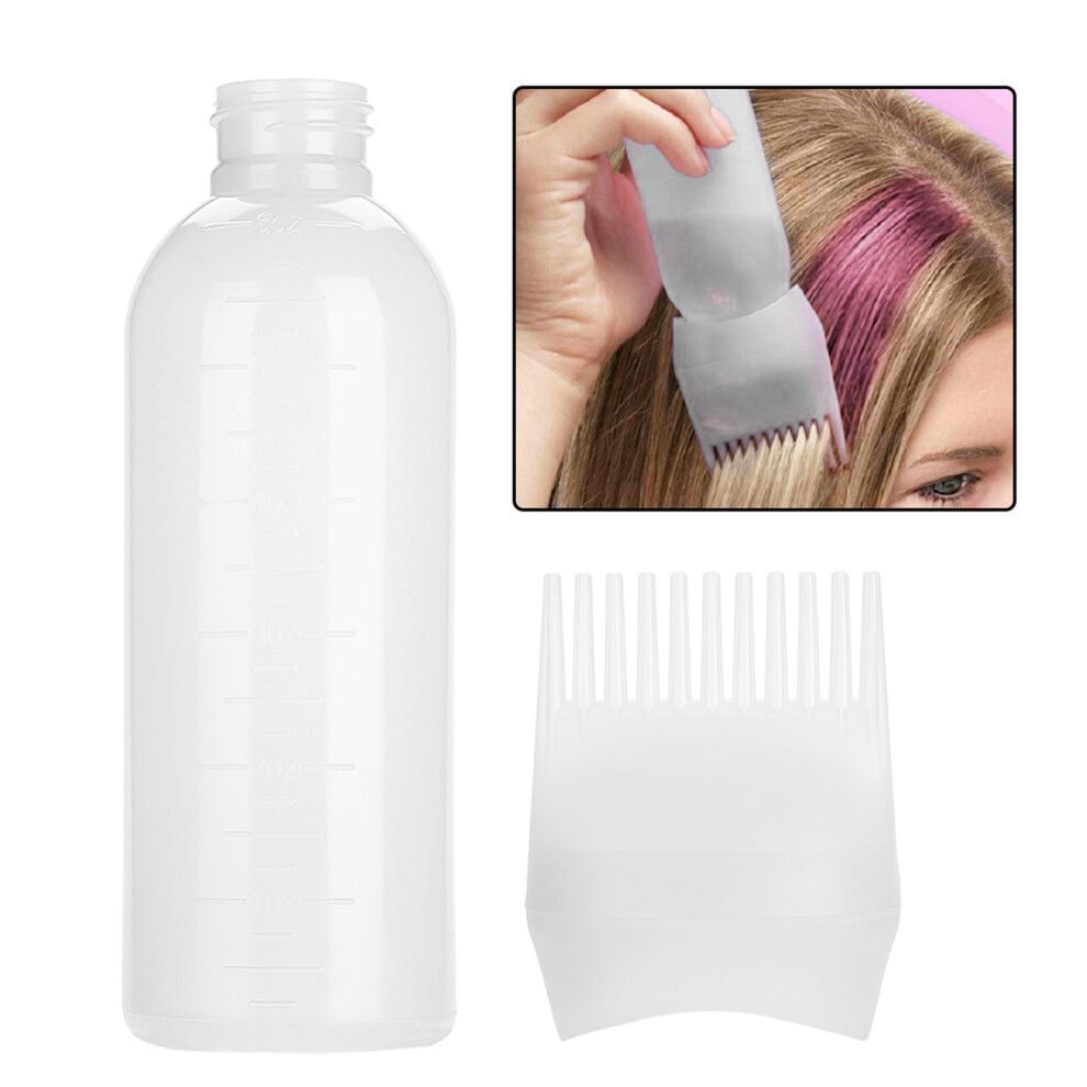 Durable 160ml White Hair Dye Bottle with Comb for Precise Color Mixing