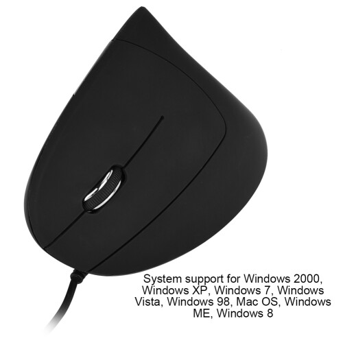 USB Wired Left Hand Vertical Mouse Ergonomic Gaming Mouse Wrist Comfort Black