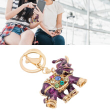 Vibrant Purple Rhinestone Elephant Car Keychain for Girls Elegant Birthday Gift
