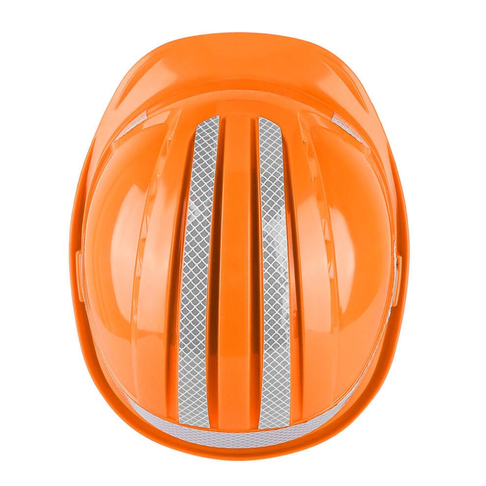 Ventilated Orange Abs Hard Hat With Reflective Stripe, Impact-Resistant Safety Helmet 8341358487092