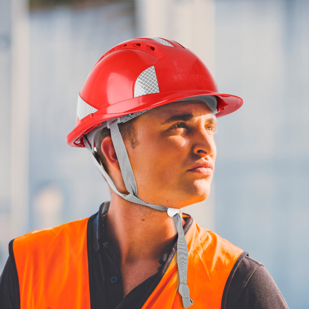 Construction Site ABS Hard Hat with Reflective Stripe, Ventilation, Red-image-OPC-PMS9FM6-NEW