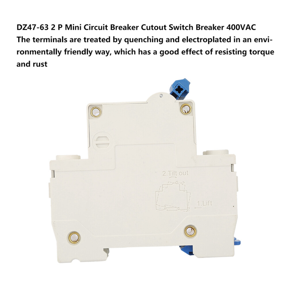 Mini Circuit Breaker Dz47-63 2 P 6A 400Vac Compact Flame Retardant Material 8021358487666