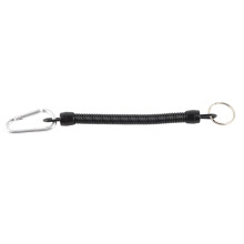 Spring Coiled Rope Lanyard for Fishing Black Retractable Safety Key Accessory