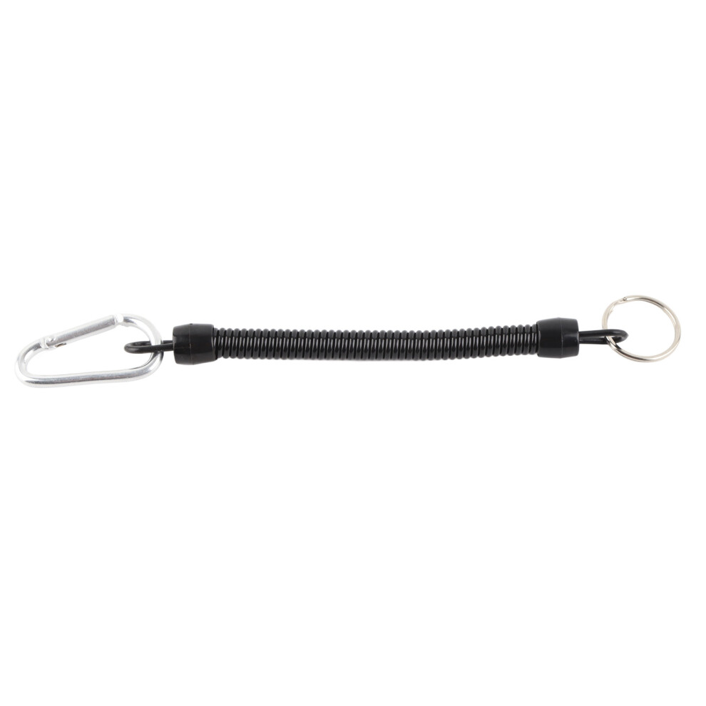 Black Spring Coiled Rope Lanyard For Fishing Retractable Safety Key Accessory