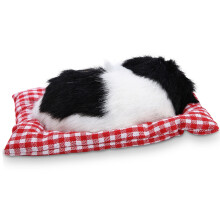 Adorable Black &amp; White Plush Sleepy Dog Toy with Realistic Sounds