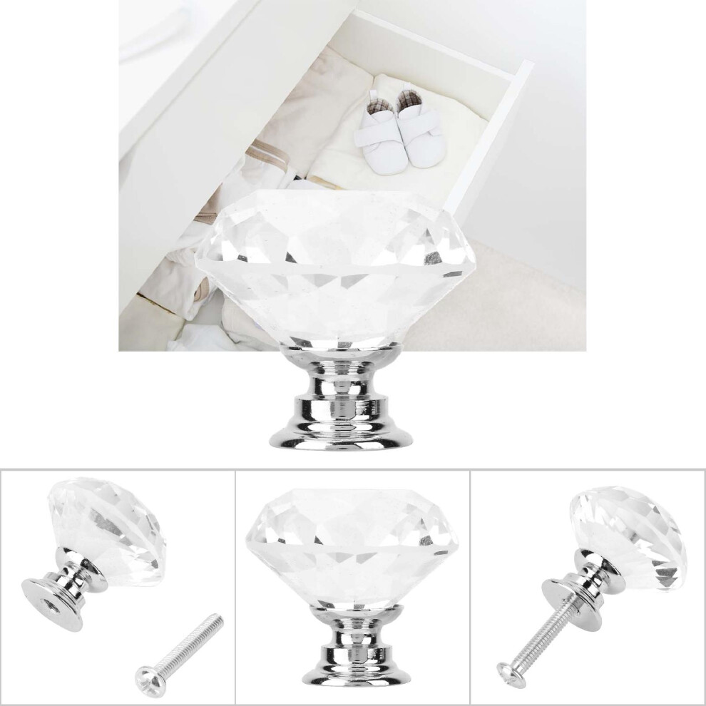 1Pcs 30Mm Diamond Shape Crystal Glass Pull Handle Cabinet Drawer Door Knob 9301358496189