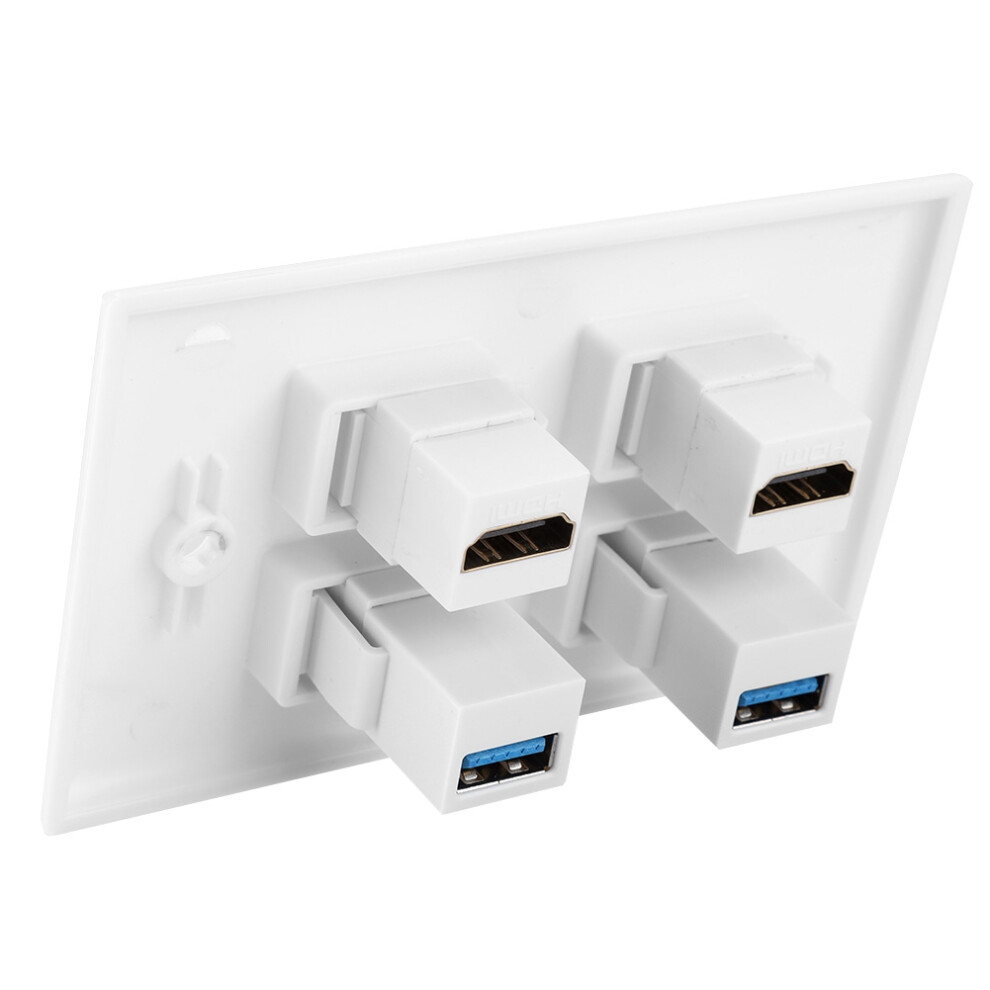 Double Hdmi & Usb3.0 Wall Plate Panel Hdtv Cover 2 Ports Audio Video 7891358496293