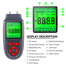 Digitales Manometer, Dual-Port-Luftgasdruckprüfer,