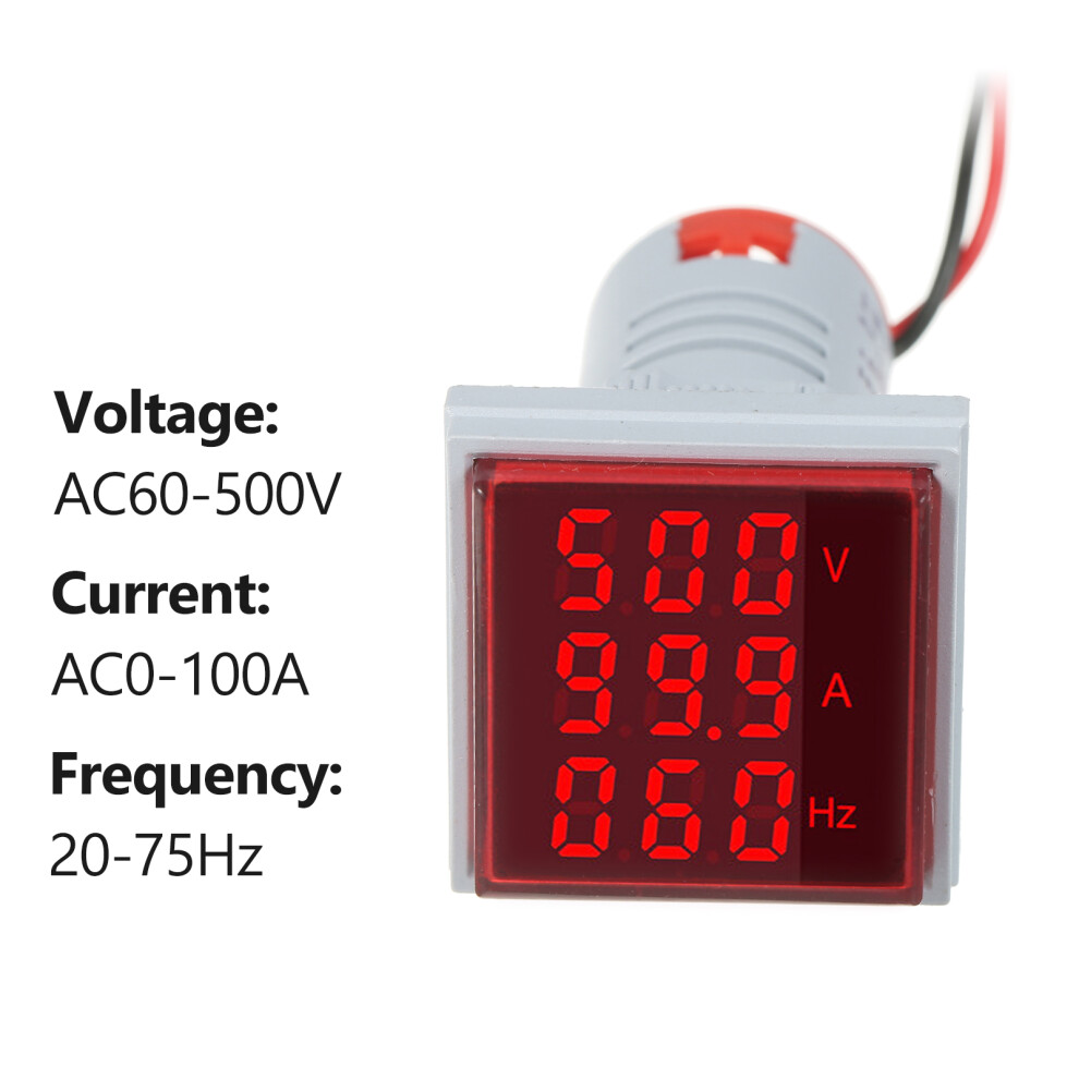 Mini Digital Volt-Ammeter 60-500V 0-100A 55X31mm Blue/Green/Red 4961358501785