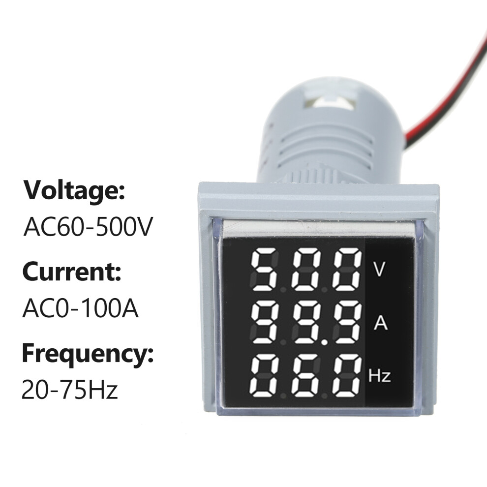 Ac Power Panel Meter Digital Volt & Current With Frequency 60-500V 0-100A 75Hz 6901358501796