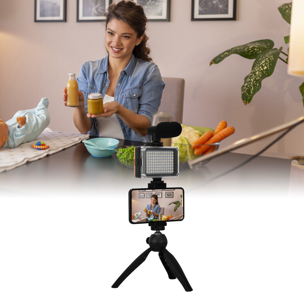 Portable Vlogging Kit With Fill Microphone, Tripod & Phone Holder Light/Black 4221358503142