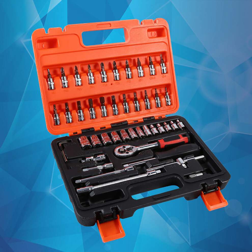 46-Piece Socket Spanner Wrench Set With Extensions And Case 7891358504752