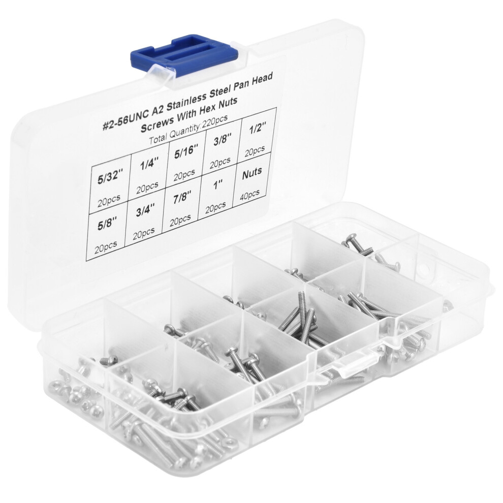 180Pcs Stainless Steel Cross Pan Screws & Nuts Kit, 304, Various Sizes-image-OPC-PMS9WRK-NEW