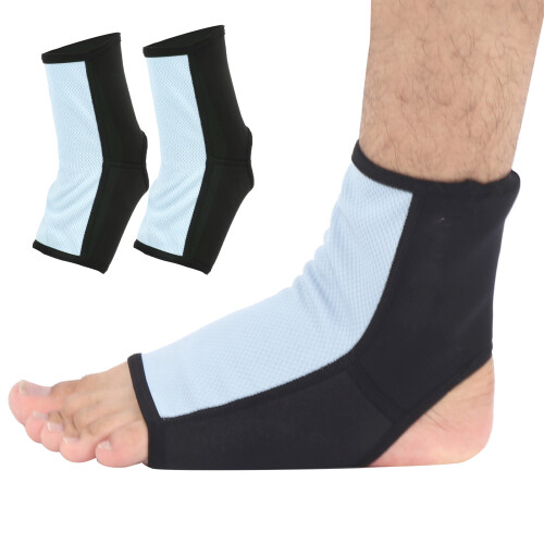 Breathable Muay Thai MMA Ankle Support Wraps, L Size Grey