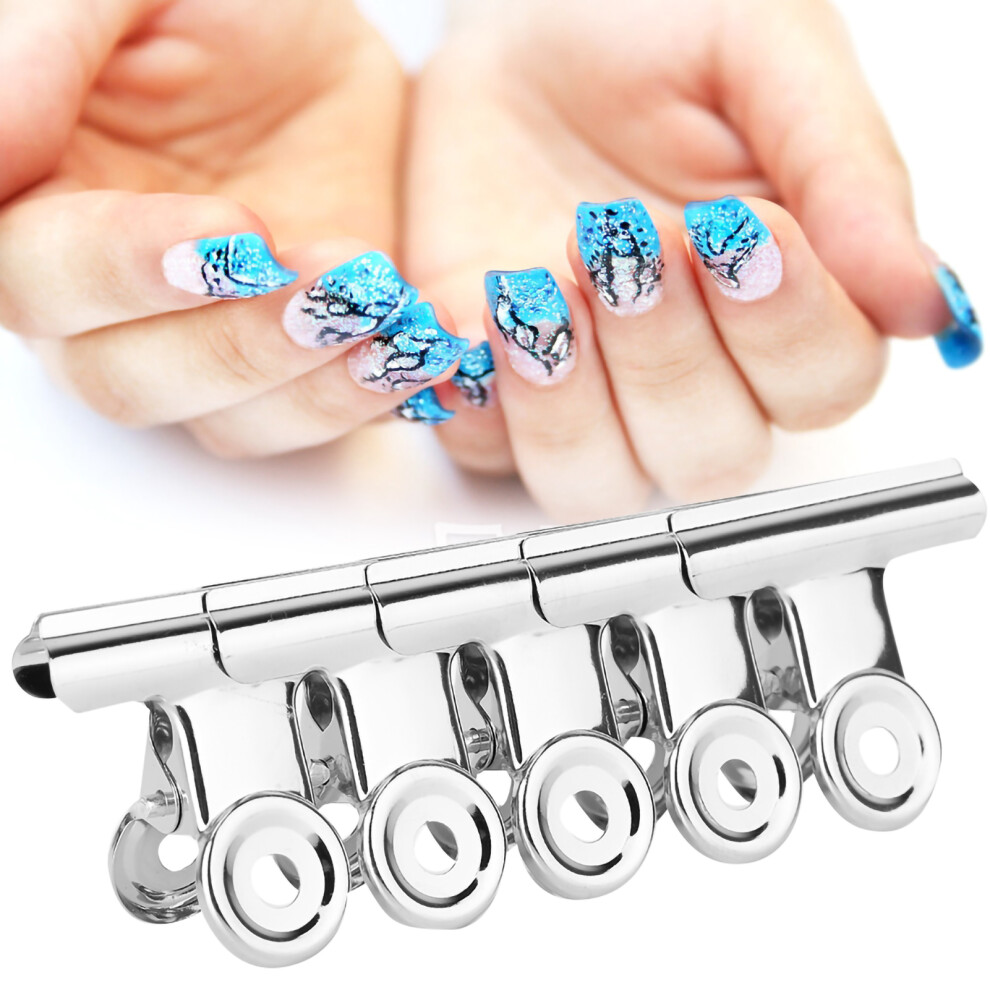 Silver Stainless Steel 5pcs C Curve Nail Extension Clips for Nail Art & Design