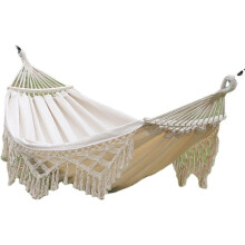 Double Brazilian Cotton Camping Hammock Outdoor Camping Hammock, Garden Hanging, 200x150 Cm, White, 200 Kg, 2 Person