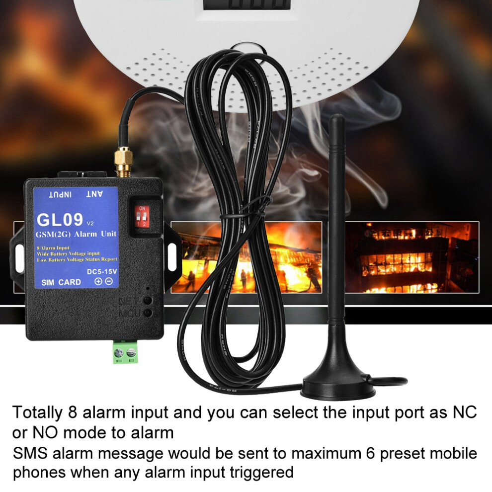 Gl09 8-Channel Battery Gsm Alarm System, Sms Alert, Black, 66*62*22Mm 4901358518659
