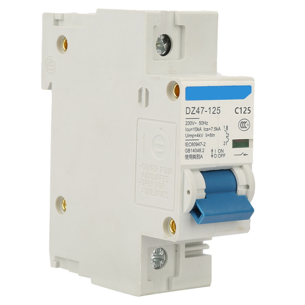 230V Miniature Circuit Breaker Dz47-125 1P 125A Aluminium Panel Mount Breaker 8731358521771