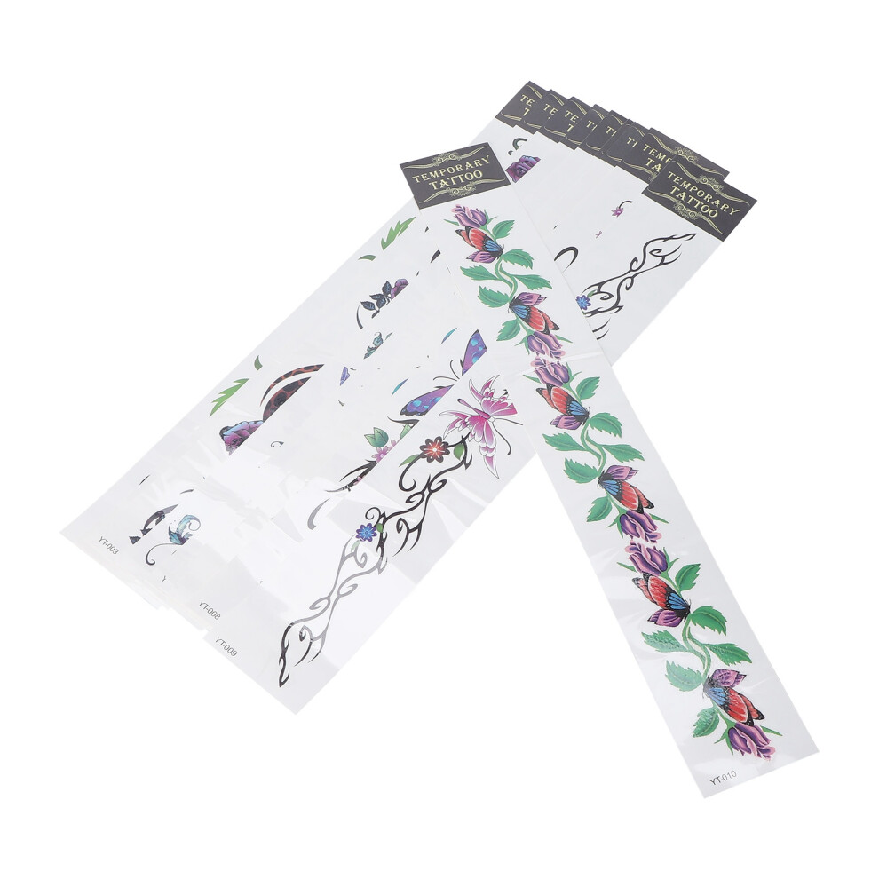10pcs Waterproof Temporary Tattoo Stickers for Women, 420x60mm