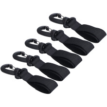 5Pcs 360 Swivel Stroller Hooks with Easy Fasteners for Bags & More
