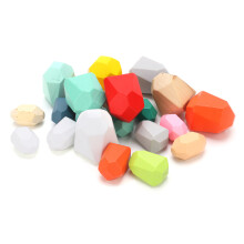 Kids Wooden Stacking Stones Set, 22 Colored Blocks for Ages 3+