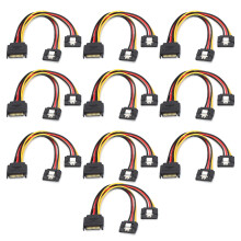10 Stück SATA-Stromadapter 15-Pin 1m männlich zu 2-fach weiblich SATA-Stromkabel