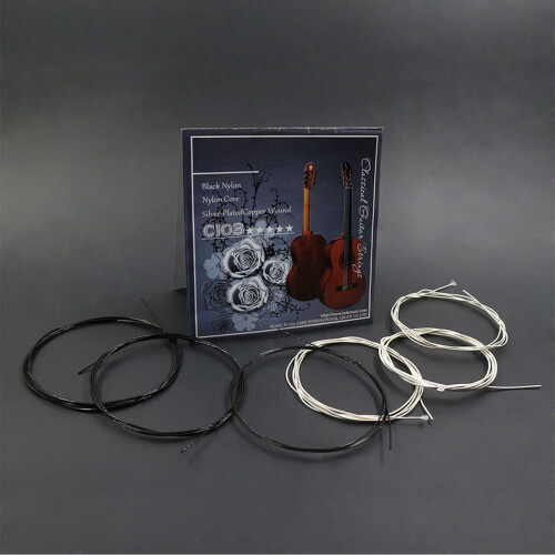 Classical Guitar String Set 6pcs Nylon Black Clear .028-.043 Precision Wound