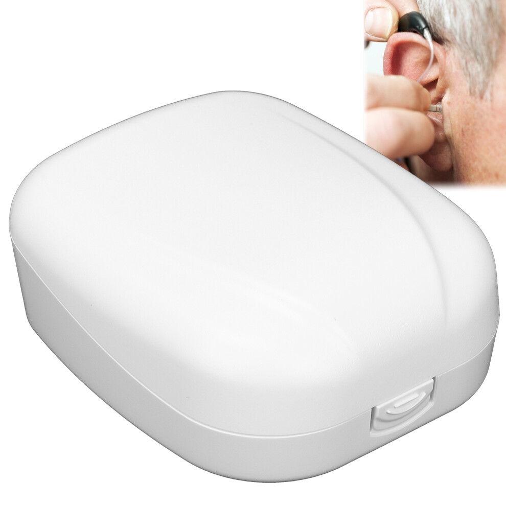 White Portable Hearing Aid Case, Abs+Silicone, Hard Storage Box