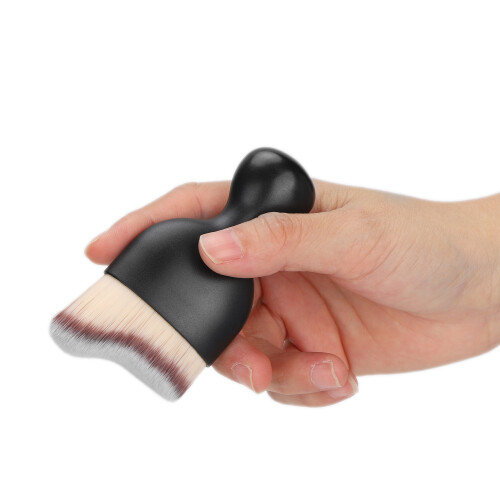 Curving Wine Glass Shape Foundation Brush for Liquid Makeup Gray 2