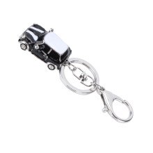 Portachiavi mini in lega a forma di auto, 1 pezzo, bianco/nero