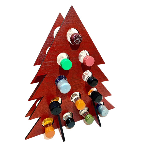 Durable Wood Wine Bottle Holder with Christmas Countdown-Red