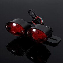 Motorrad-Doppelkatz-Auge LED-Rücklicht mit Nummernschildhalter, Rot 12V