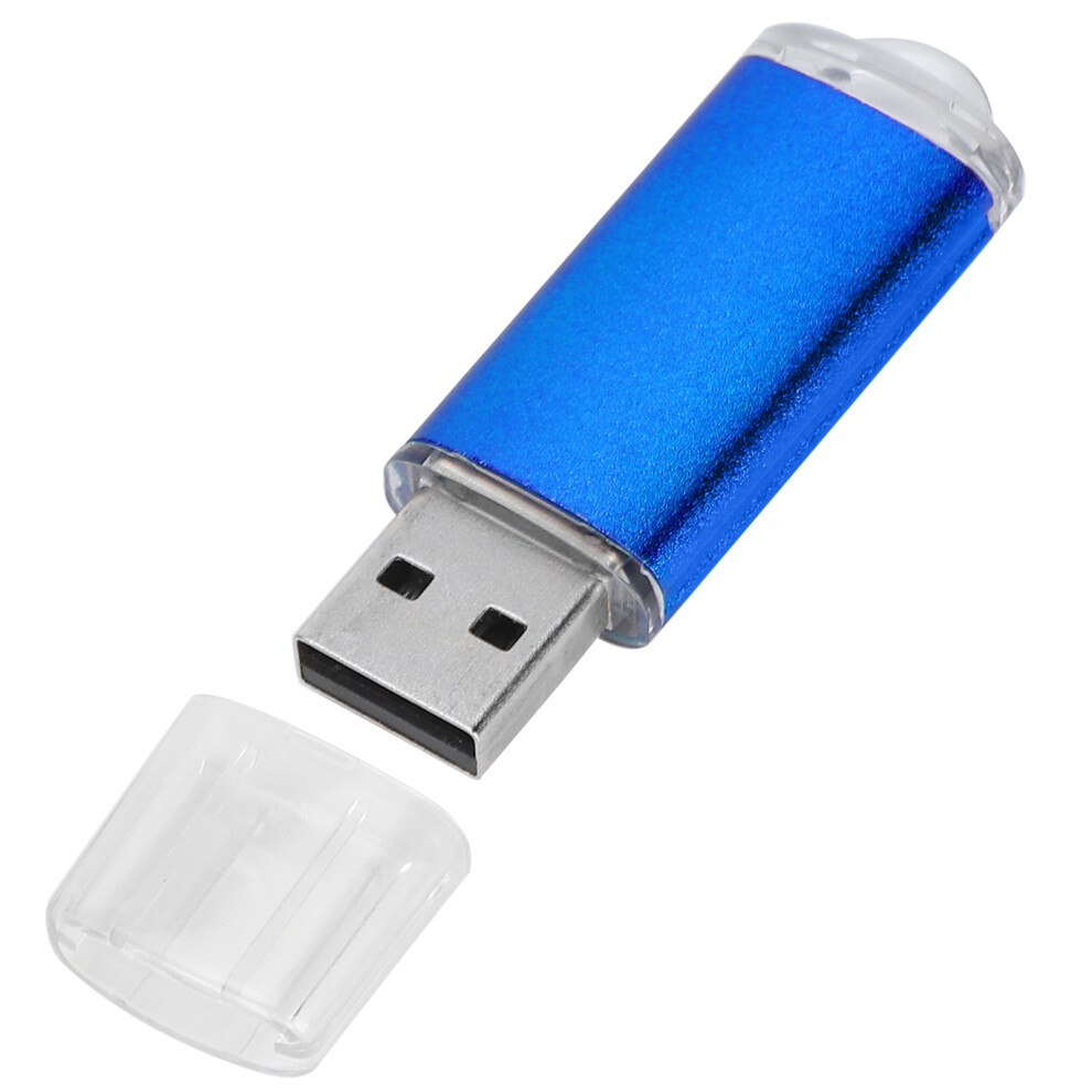 8Gb Aluminum Usb Flash Drive With Transparent Cover And Led Indicator Blue 7671358540475