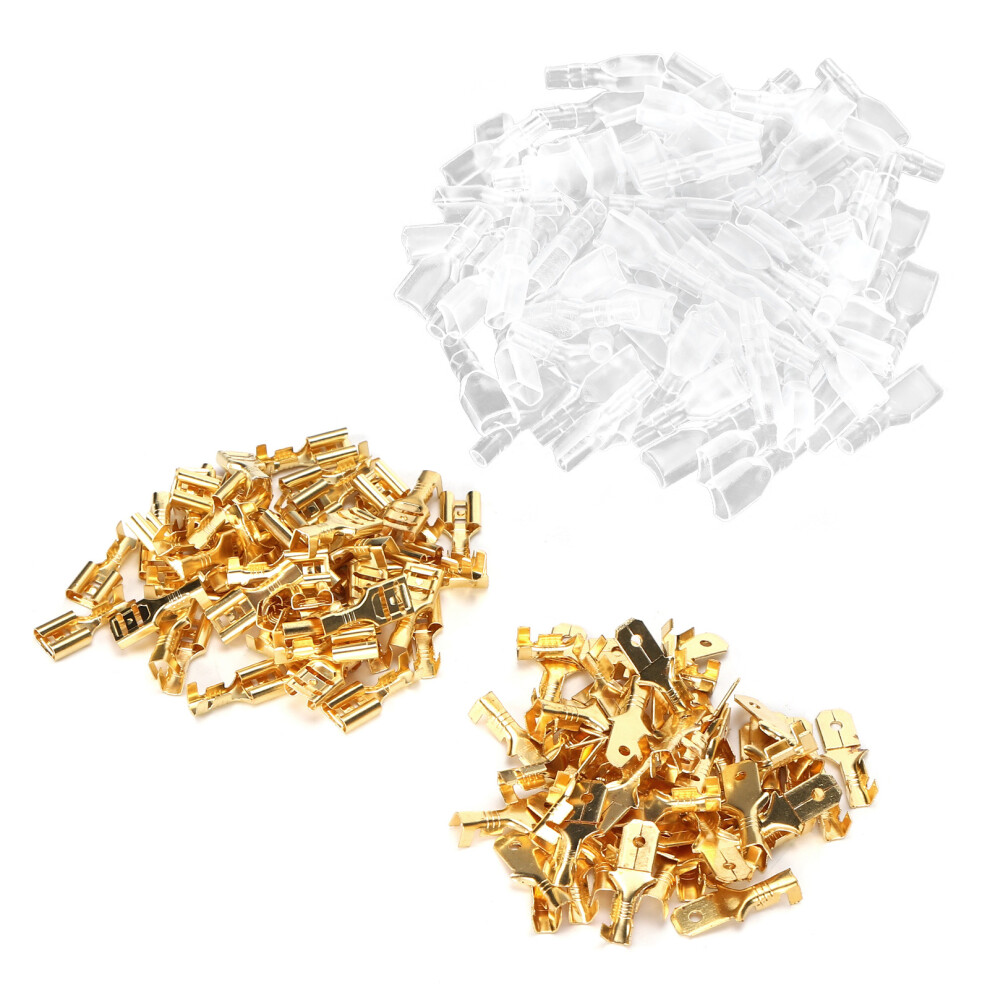 50 Pairs Brass Crimp Terminals 6.3Mm Insulating Wire Connector Kit 5071358548273