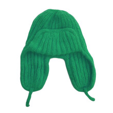 Knitted Trapper Hat Russian Bomber Hat Knit Earflap-Green