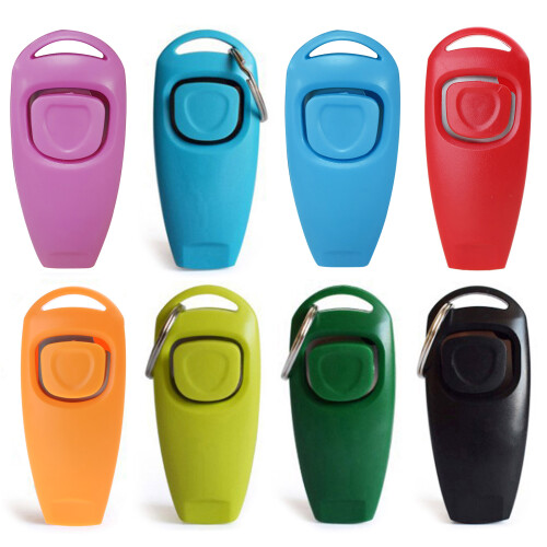 Pet Training Clicker Whistle Combo with Keyring Dog-Pink 1
