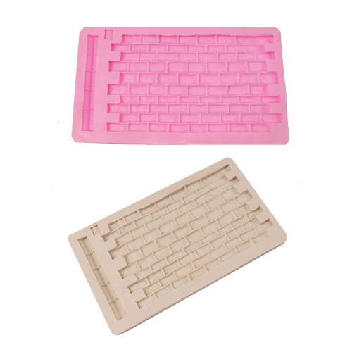 Creative Brick Wall Texture Shape Fondant Cake Silicone-Pink 1