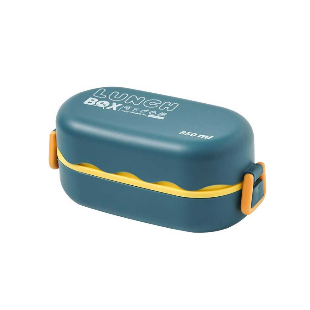 (Navy) Double Layer Lunch Box Food Warmer with Buckles School Lunchbox-image-OPC-PMSBSMH-NEW