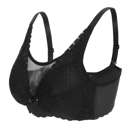 Women Nursing Bra Wireless Lace Front Closure Black 40/90 1