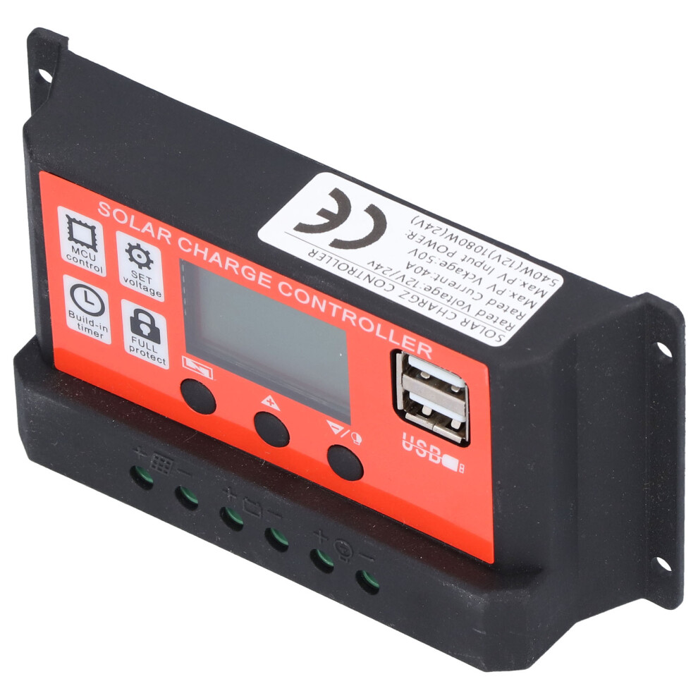 40A 12V/24V Pwm Solar Charge Controller With Lcd Screen 6 Stage Battery System 9371358551829