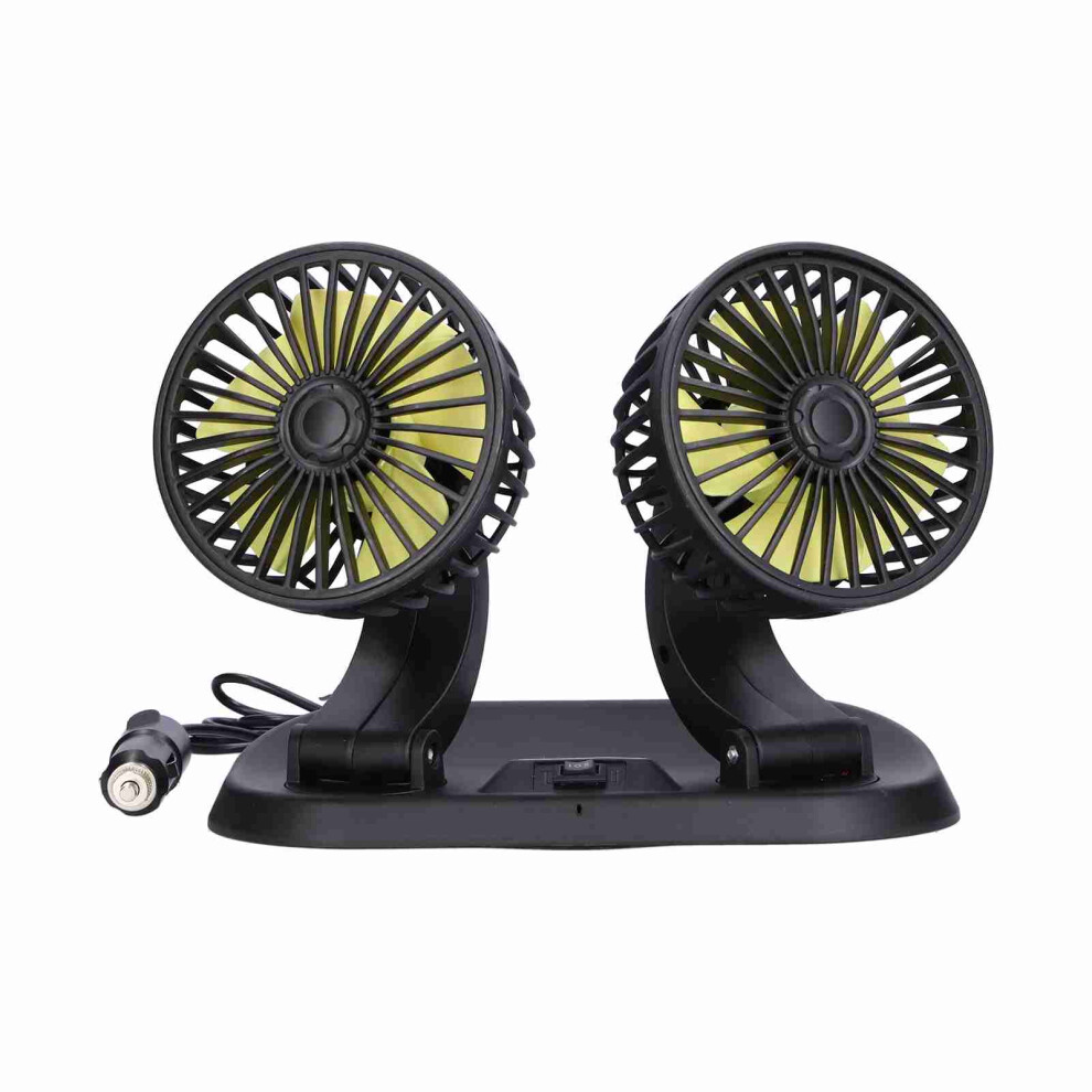 Versatile 12V Car Cooling Fan With 360 Rotation & Usb Charging Yellow 3201358551993