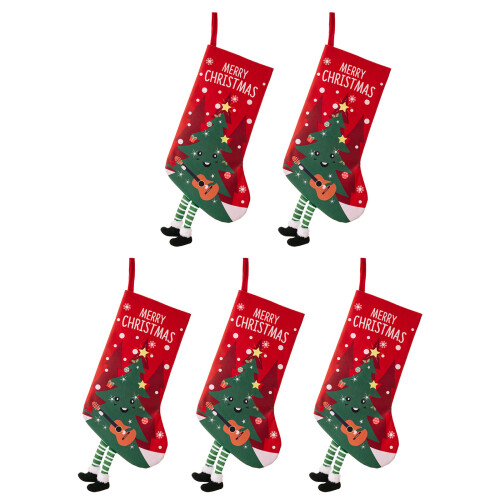 5 Stück Weihnachtsstrümpfe Dekoration-kleiner Baum