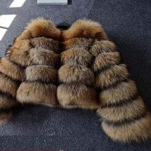 (Raccoon fur, M) 2025 fur coat imitation fox fur splicing winter clothing thickened warm long sleeved short fur coat
