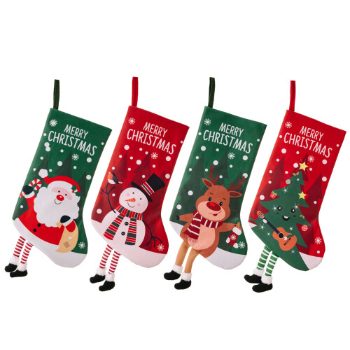 5Pcs Large Hanging Christmas Stocking Unique Long Legged-Elk 1