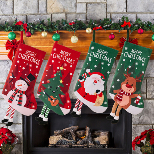5Pcs Large Hanging Christmas Stocking Unique Long Legged-Elk 2
