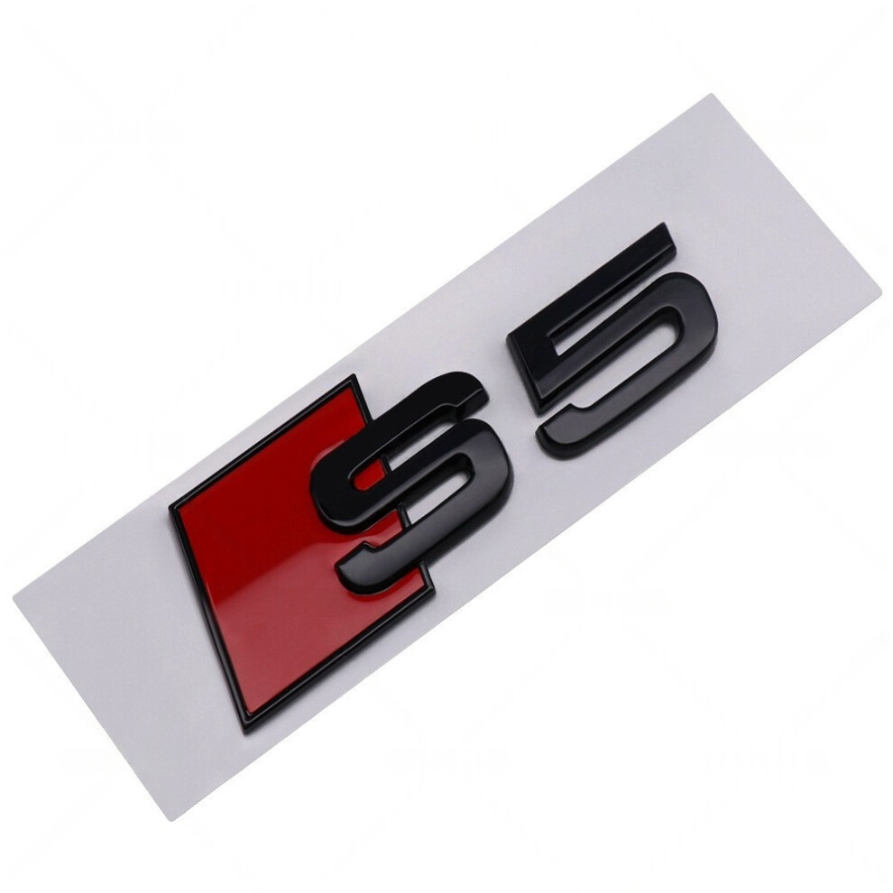 (S Size, S5 ) For Audi S3 S4 S5 S6 S7 S8, Abs Chrome Tail Badge Emblem Sticker Black 4069369226779