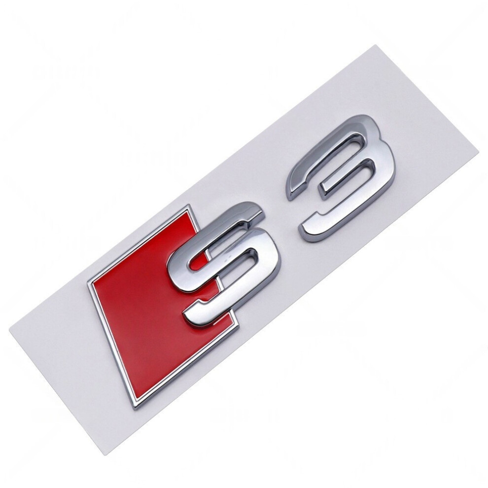 (S Size, S3 ) For Audi S3 S4 S5 S6 S7 S8, Abs Chrome Tail Badge Emblem Sticker Silver 4069369226724