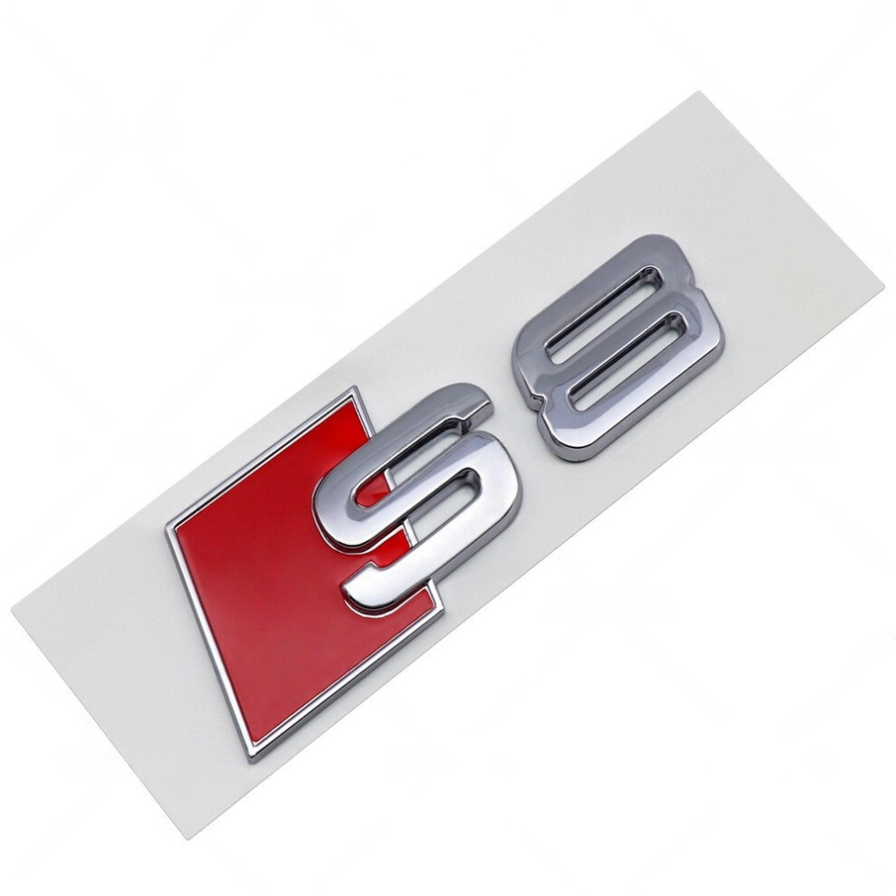 (S Size, S8 ) For Audi S3 S4 S5 S6 S7 S8, Abs Chrome Tail Badge Emblem Sticker Silver 4069369226823
