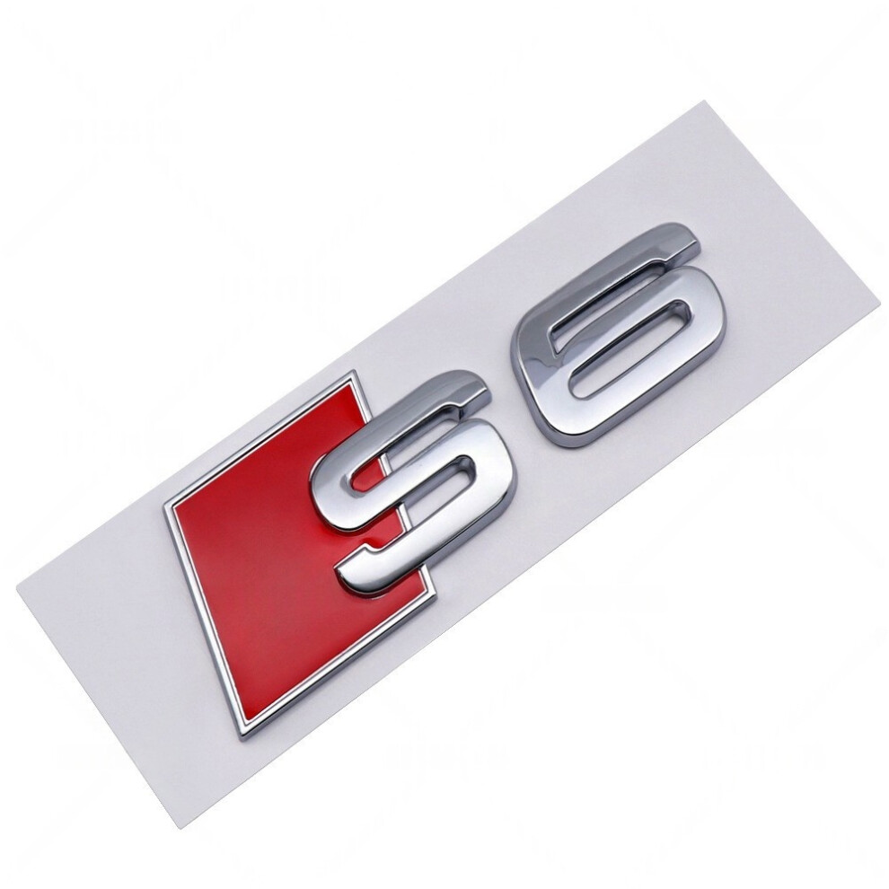 (L Size, S6 ) For Audi S3 S4 S5 S6 S7 S8, Abs Chrome Tail Badge Emblem Sticker Silver 4069369226908
