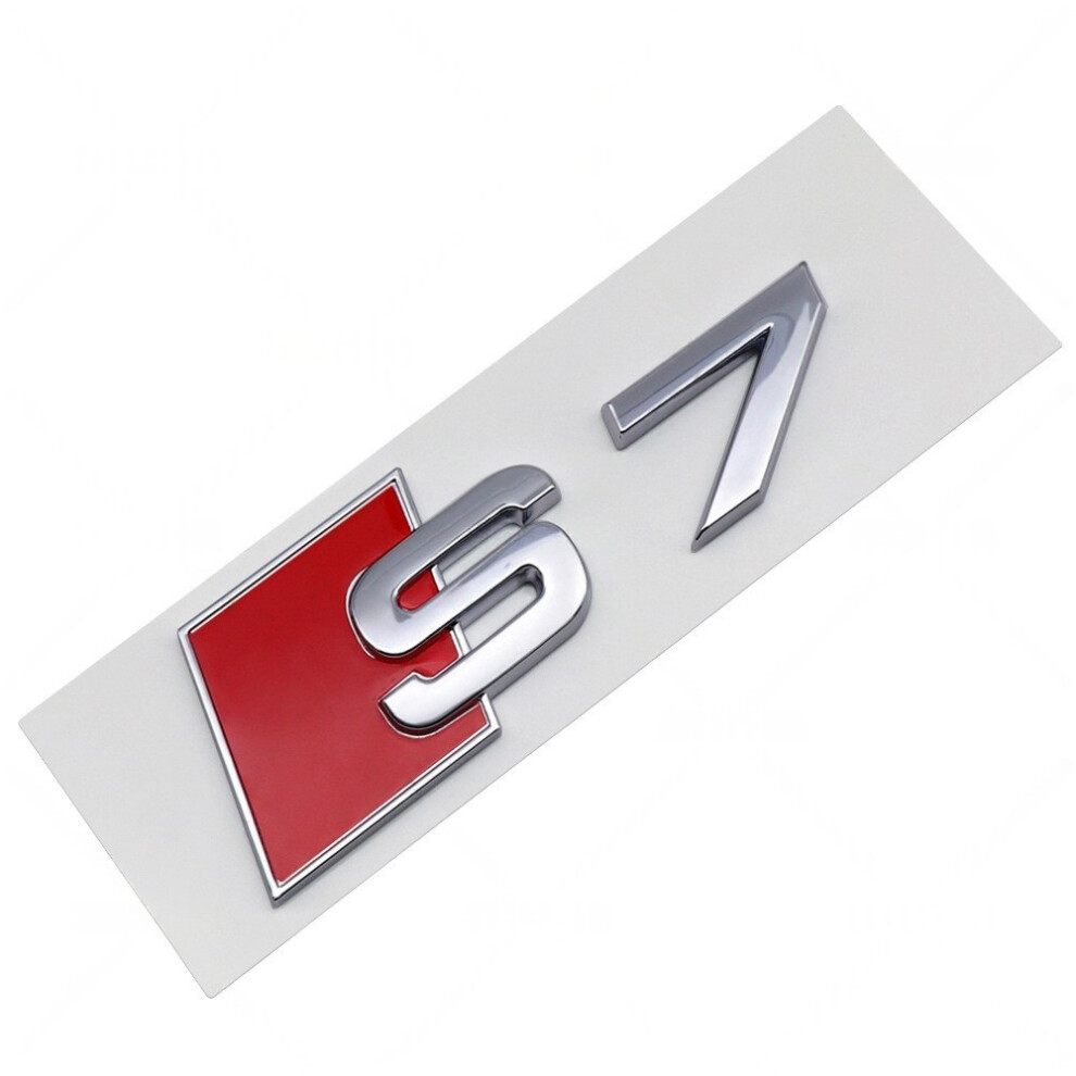 (S Size, S7 ) For Audi S3 S4 S5 S6 S7 S8, Abs Chrome Tail Badge Emblem Sticker Silver 4069369226809